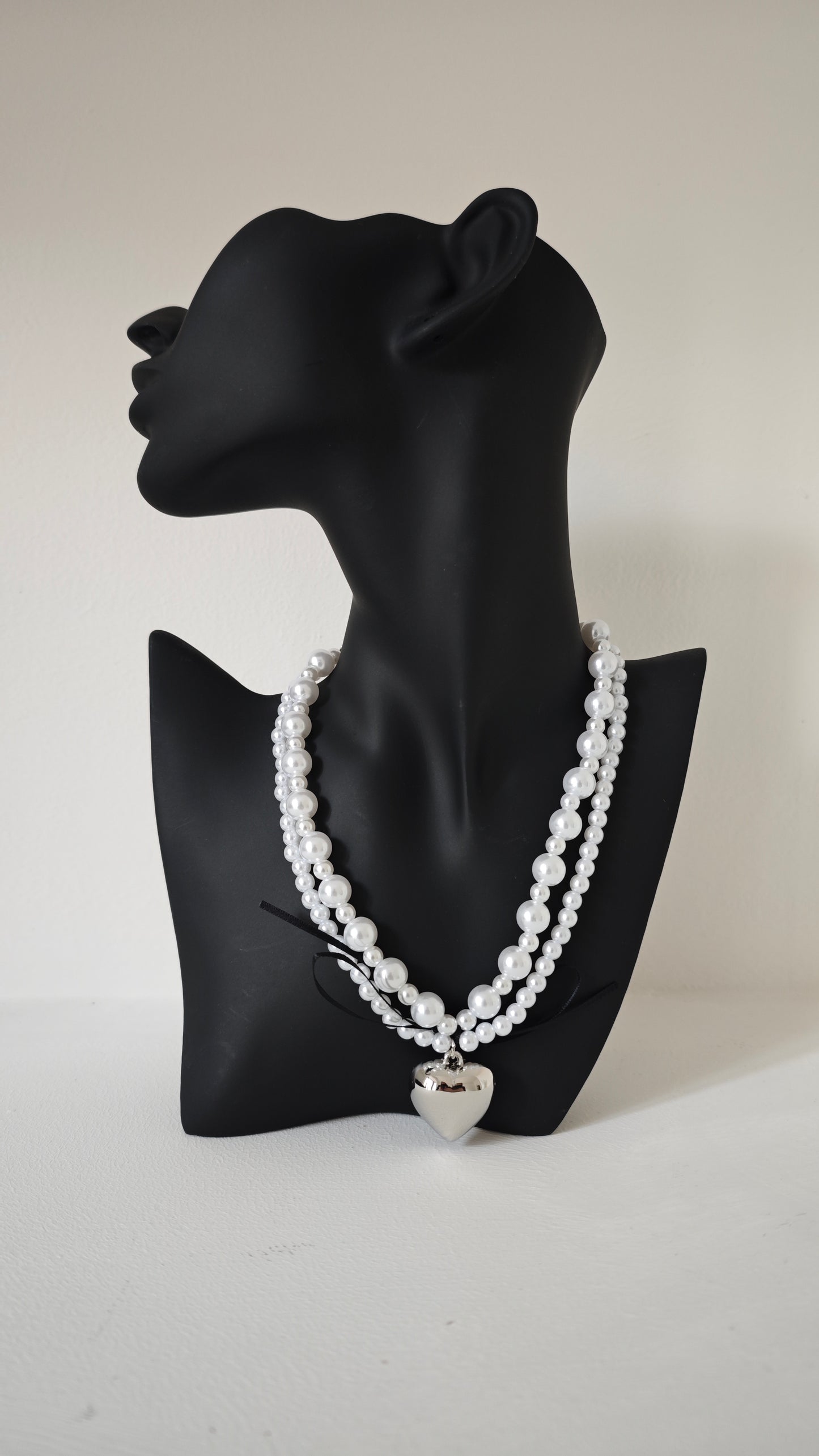 Collana con doppio filo di Perle e ciondolo a Cuore ◼️-50%