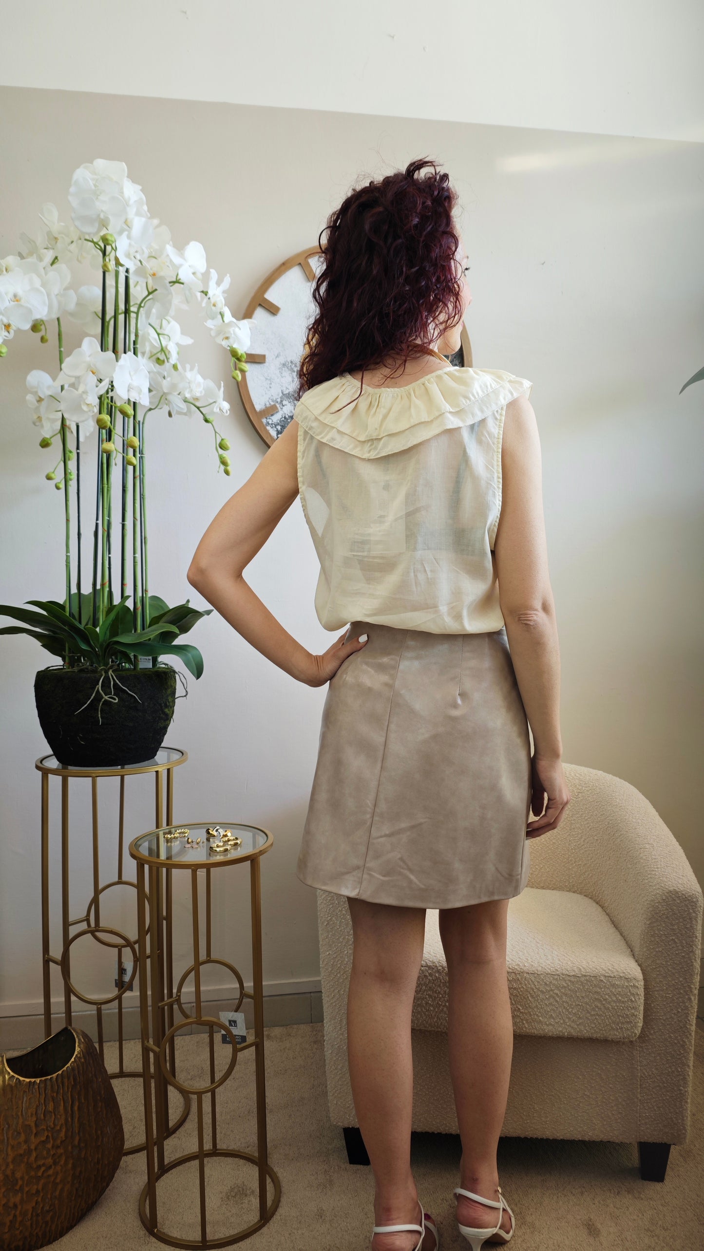 Blusa Smanicata con scollo a V e Rouge -50%
