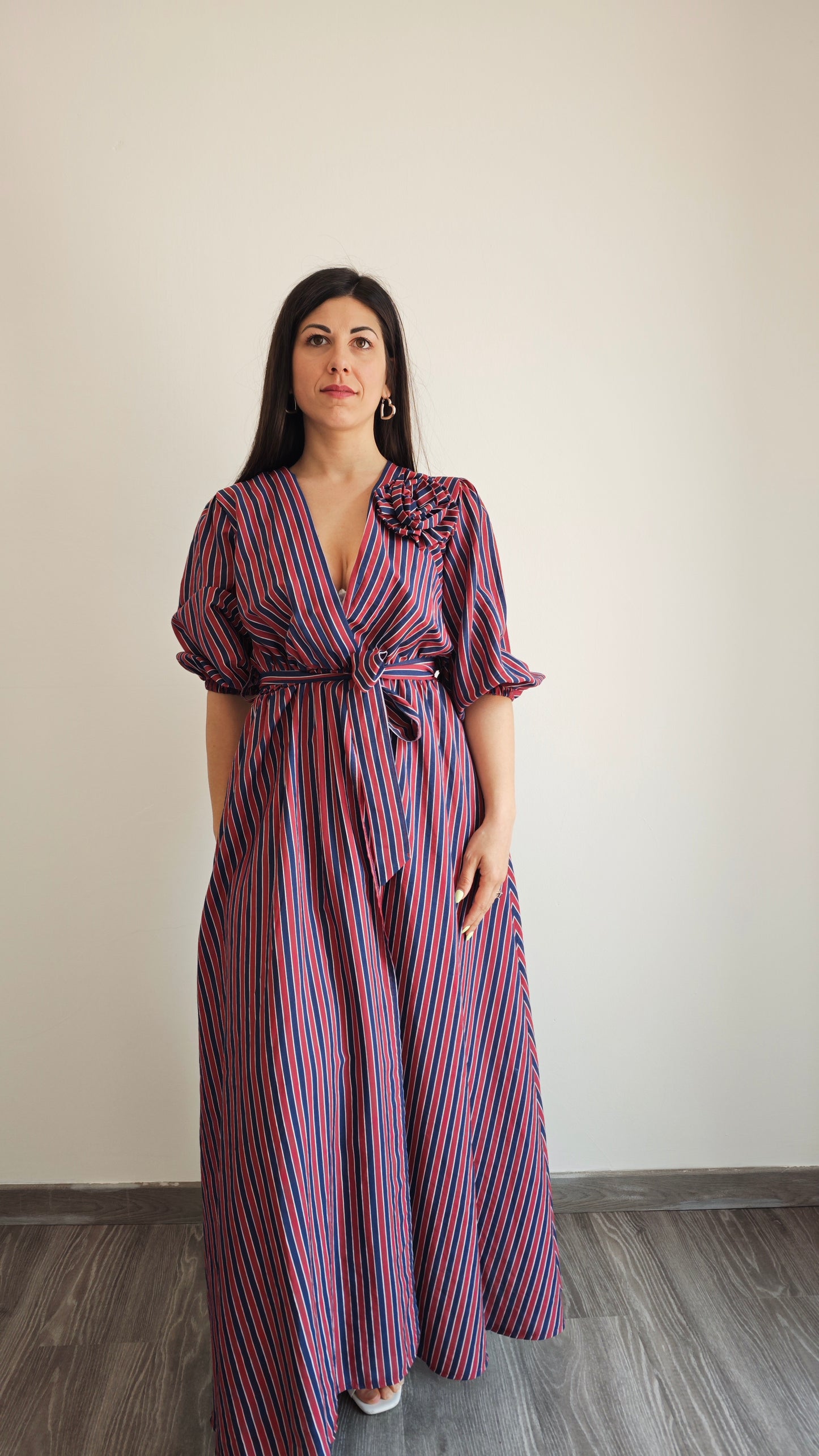 Abito Lungo a Righe con spacco laterale -50%