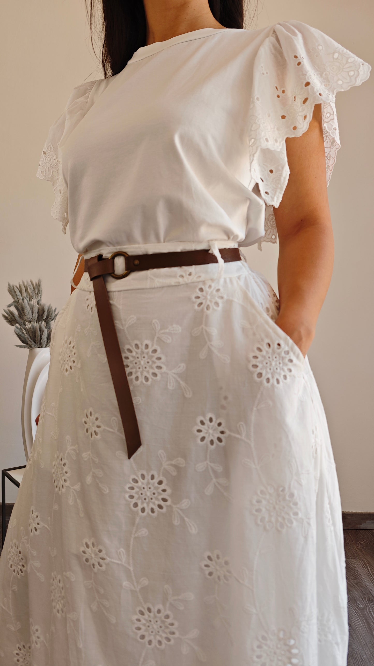 Gonna midi in pizzo Sangallo -50%