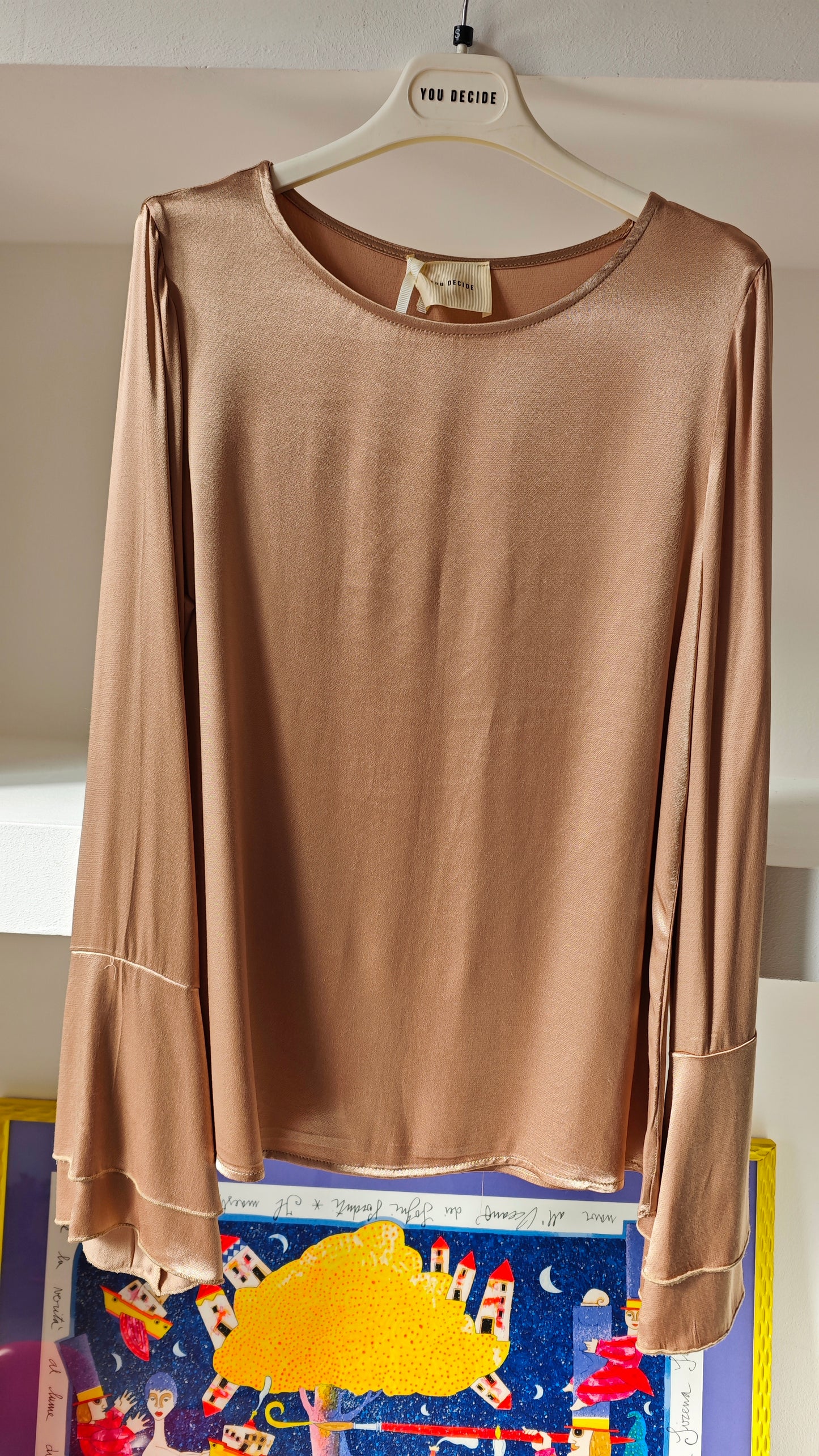 Blusa manica lunga con maniche a campana -50%