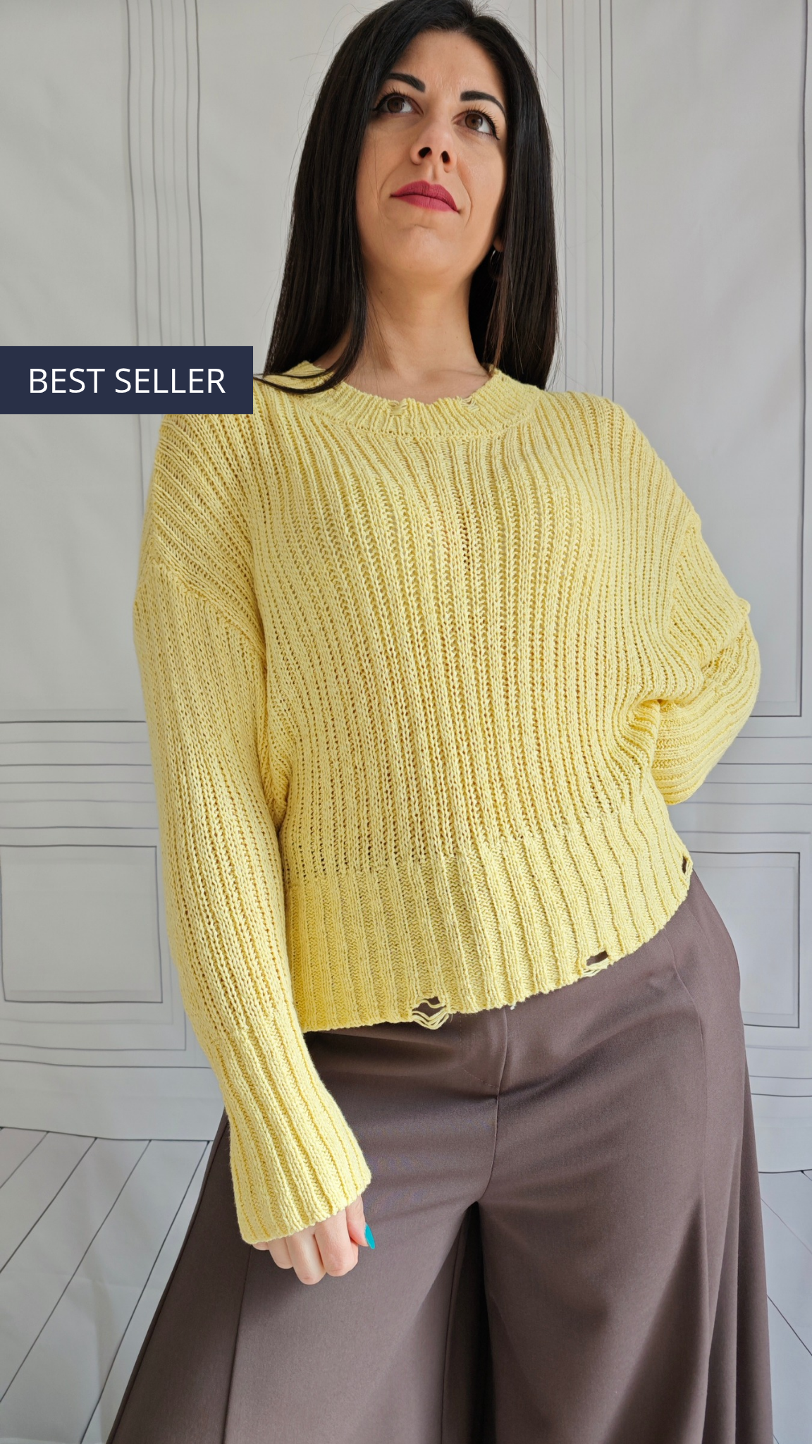 Maglia Girocollo traforata in viscosa -50%