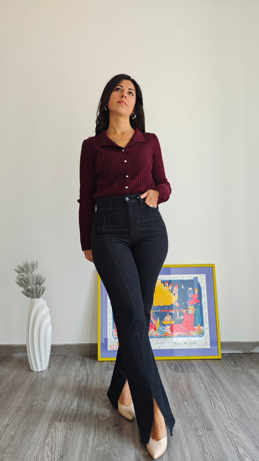 Jeans Dritto con spacco sul fondo