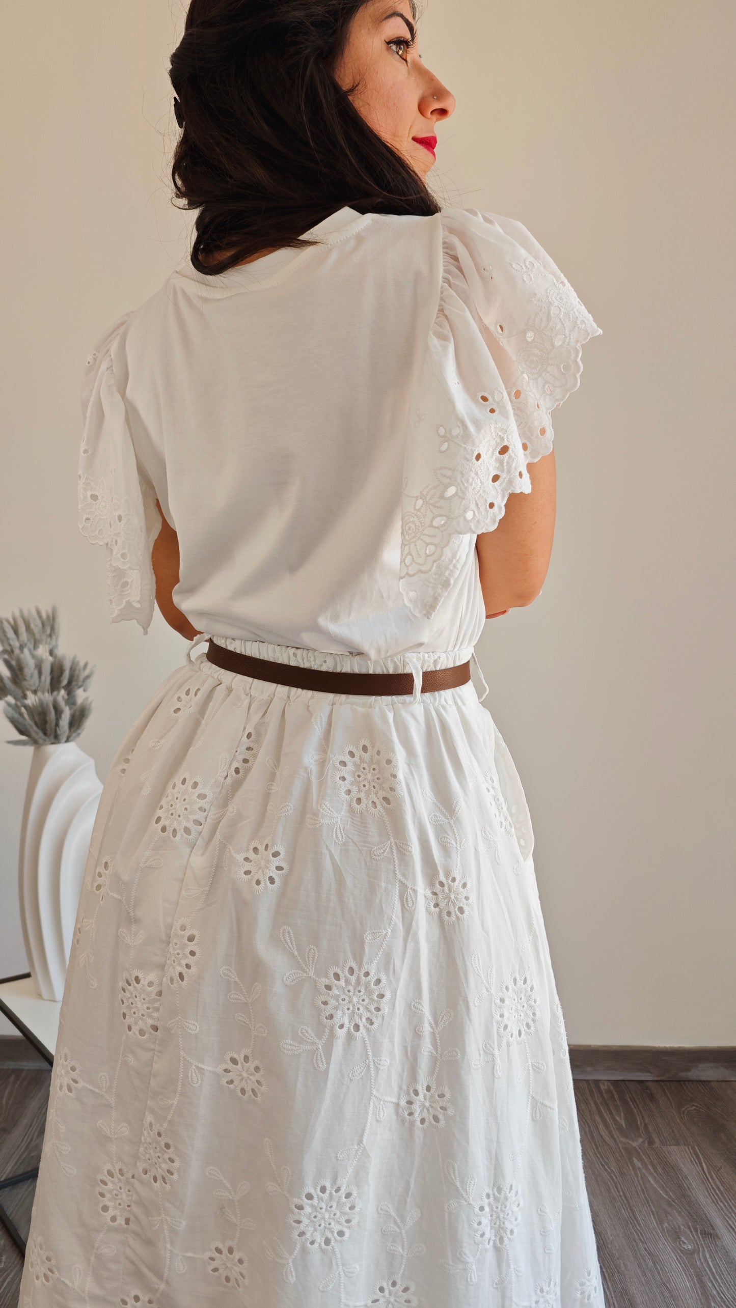 Gonna midi in pizzo Sangallo -50%