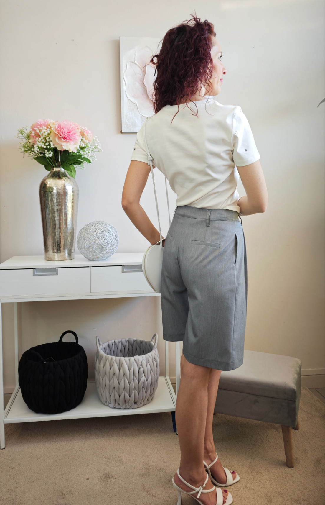 Pantaloncino Bermuda Grigio con pince -50%