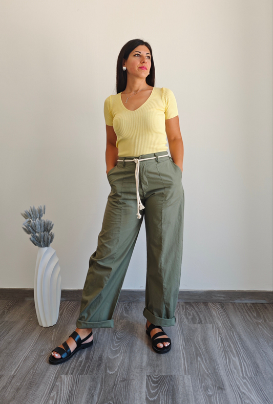 Pantalone ovetto con impunture -50%