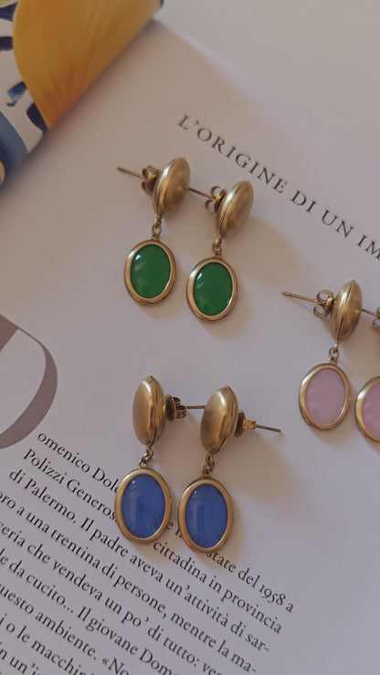 Orecchino Pendente con pietra colorata