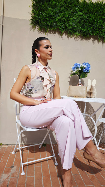 Pantalone Palazzo Rosa a vita Alta -50%
