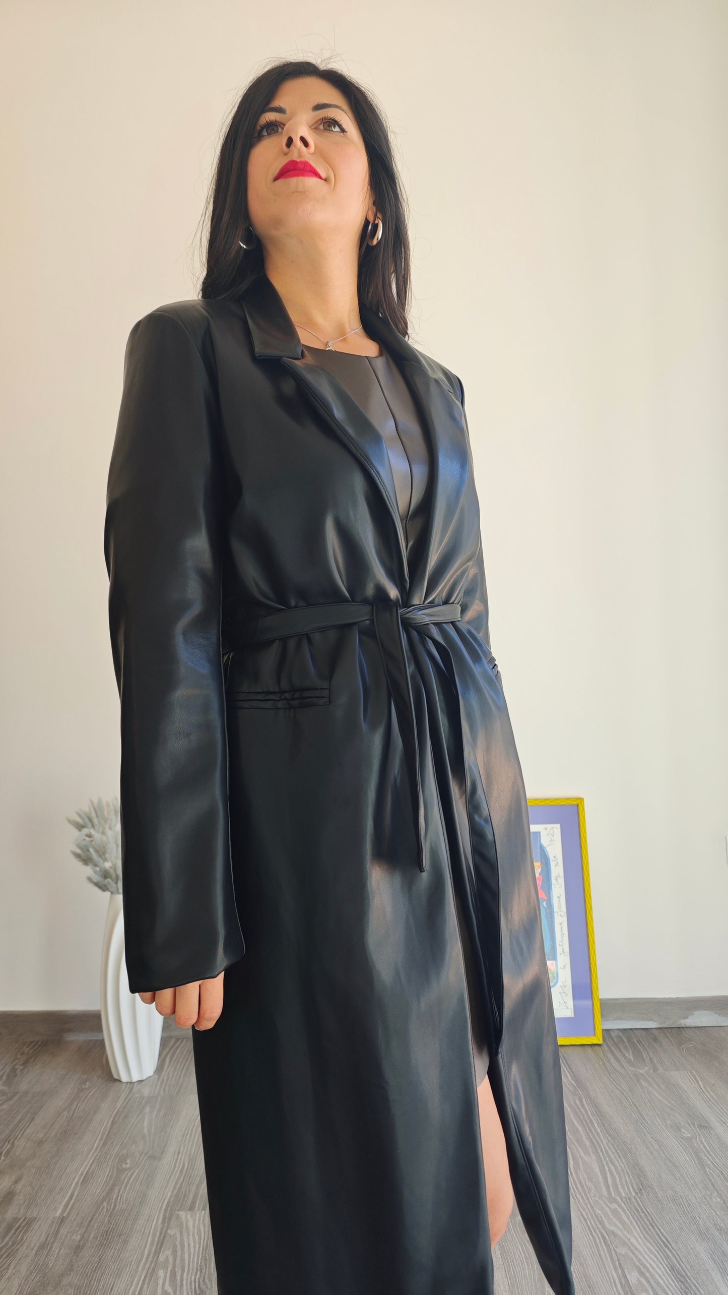 Trench lungo in similpelle -33%