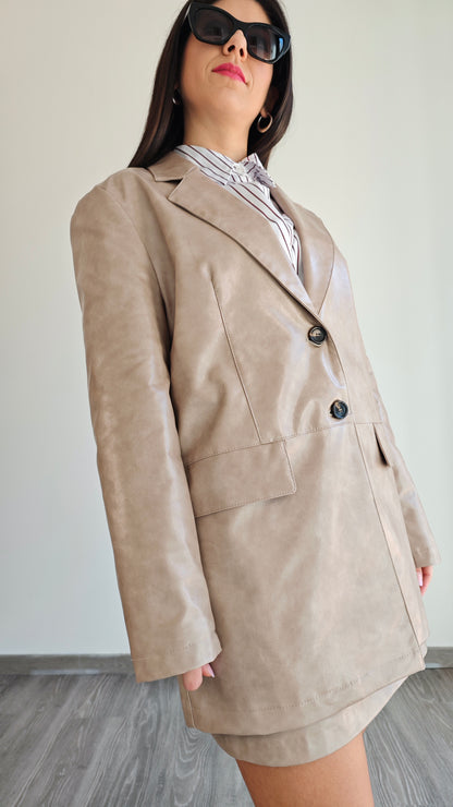 Blazer mono petto in Ecopelle Made in  Italy -50%