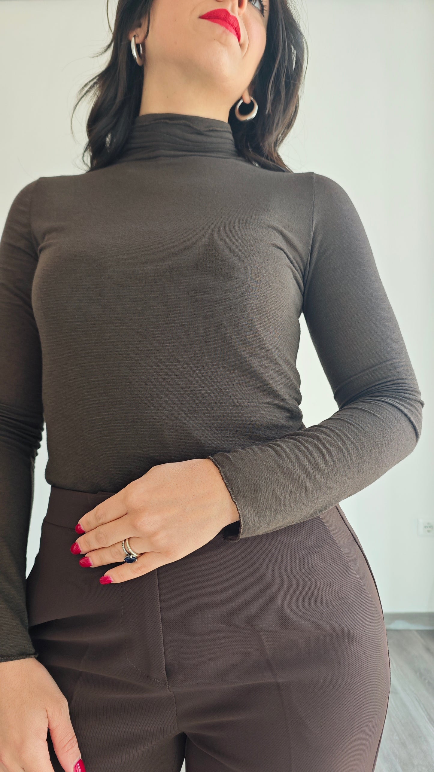 Maglia Manica Lunga a Collo alto Ultralight in Misto Cashmere