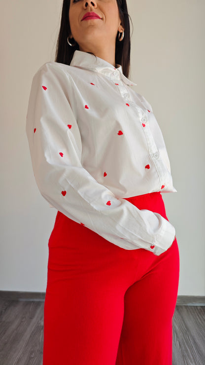 Camicia con ricamo Cuori -50%
