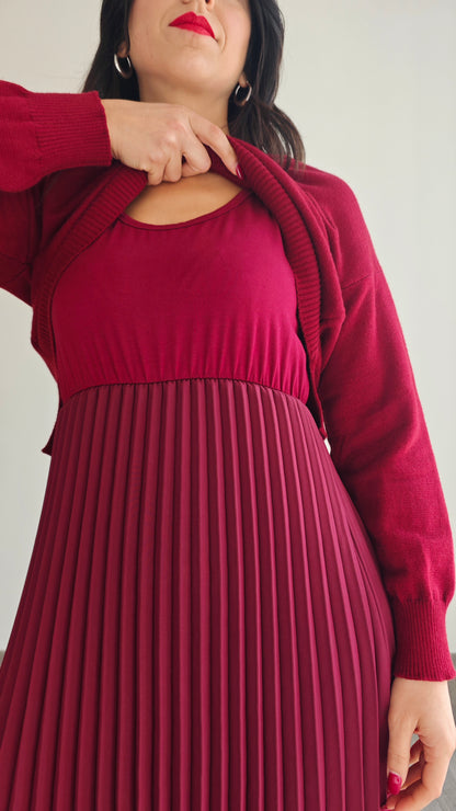 Abito Midi con Maglia oversize e Gonna Plissé due in uno -30%