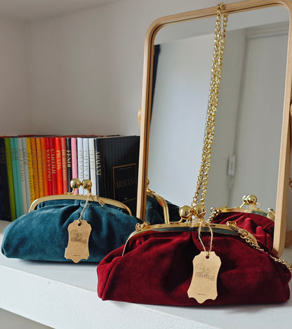 Borsa Pochette Pasticcino con tracolla a catenella in Vera Pelle -30%