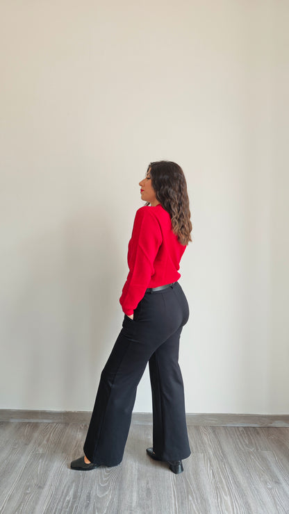 Pantalone Wide Leg in punto Milano ◼️-40%