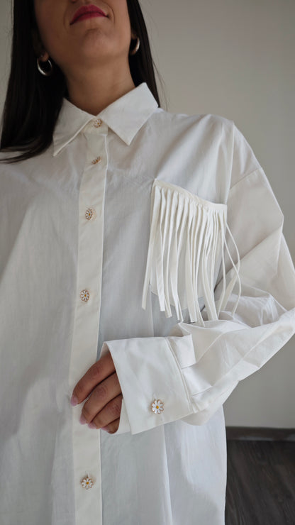 Camicia oversize con Frange e Bottoni Margherita -50%
