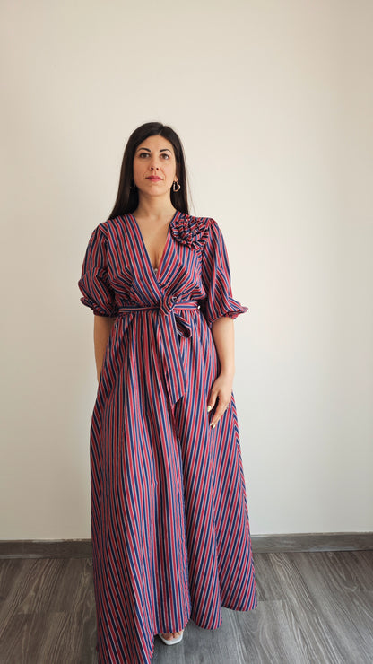 Abito Lungo a Righe con spacco laterale -50%
