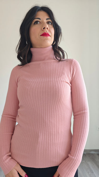 Maglia collo Alto a Costine Elasticizzata -32%