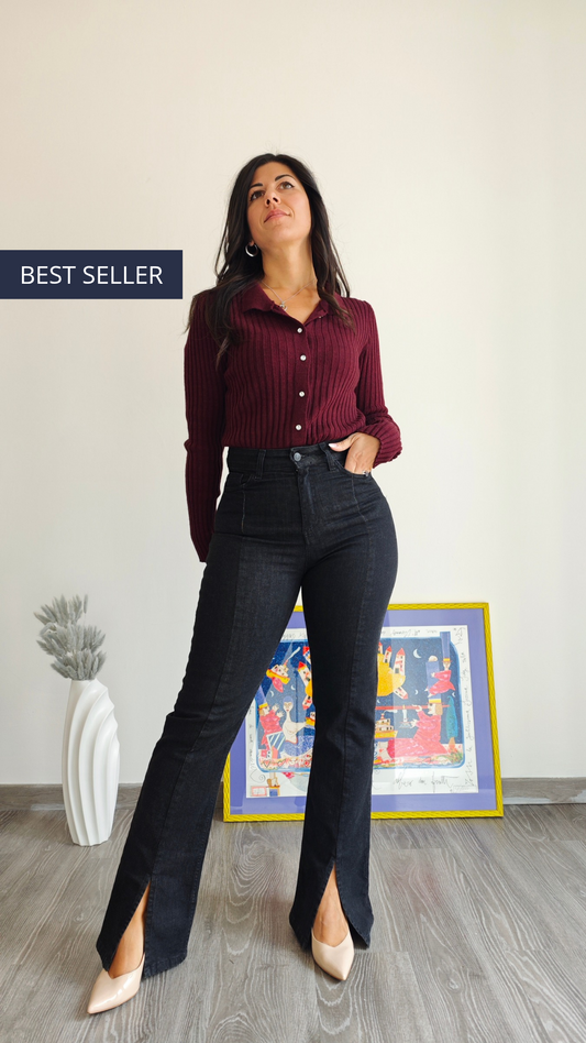 Jeans Dritto con spacco sul fondo