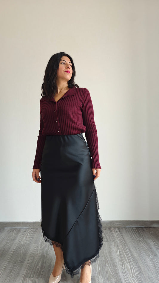 Gonna Midi con ricamo in pizzo -40%