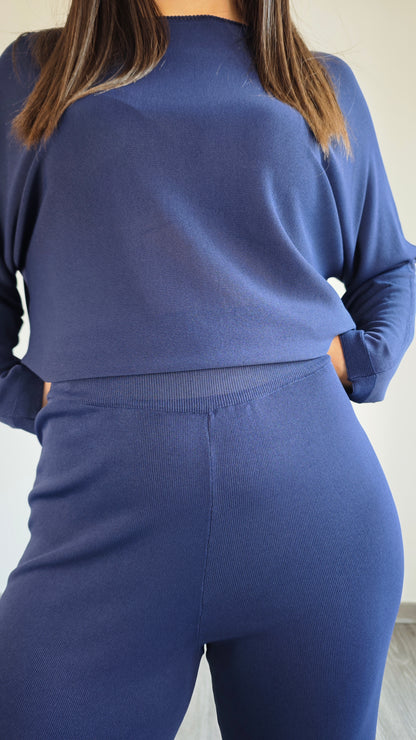 Pantalone blu in maglia di viscosa morbida -50%