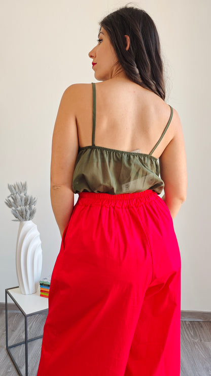 Top canotta bretelle con Rouge asimmetrica -50%