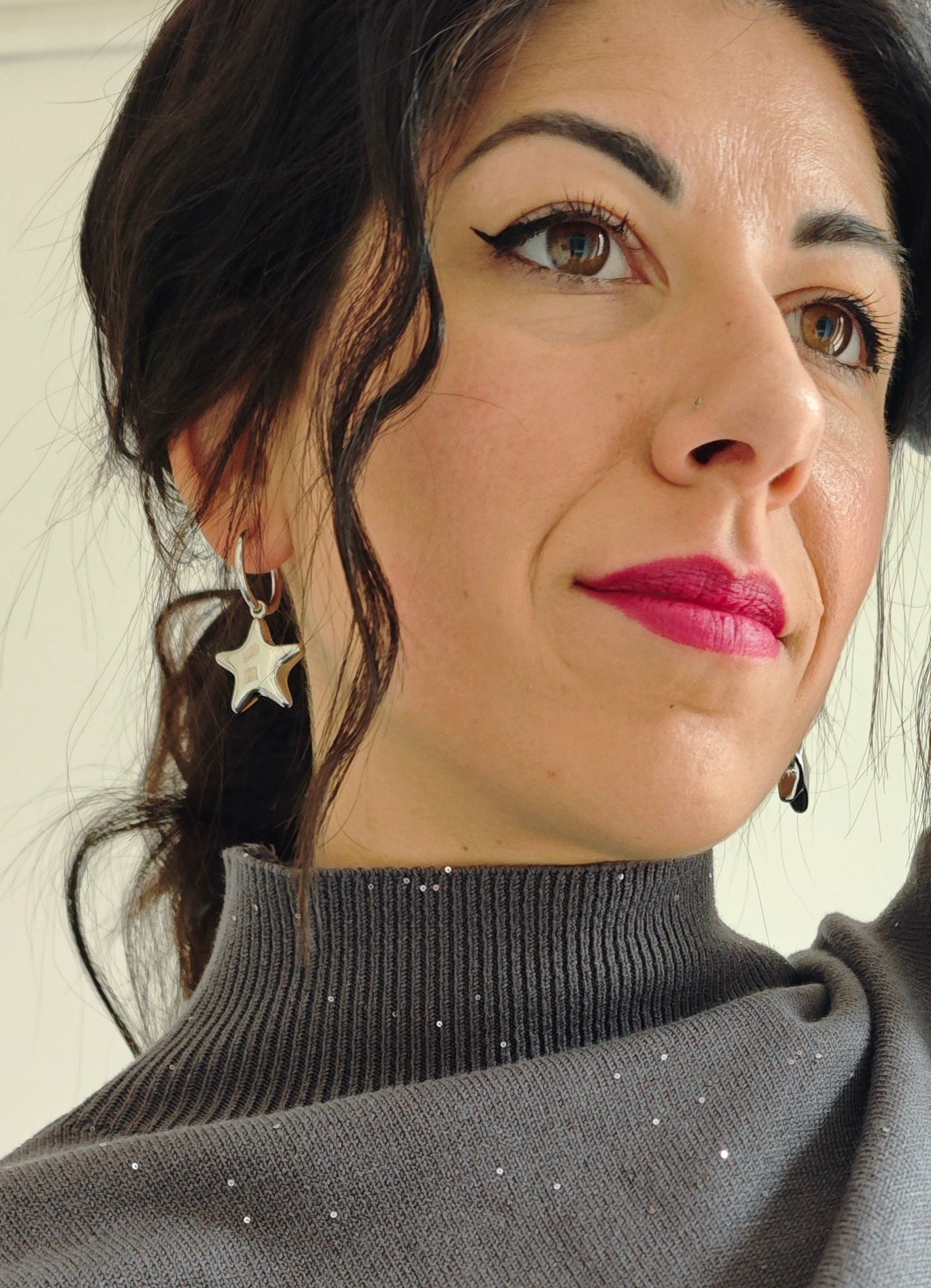 Orecchini Cerchio con Pendente Stella -30%