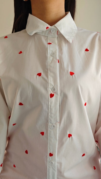 Camicia con ricamo Cuori -50%