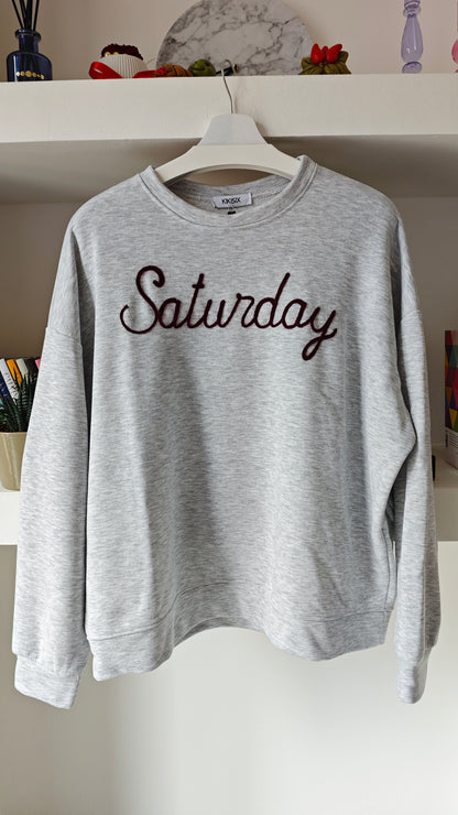 Felpa Garzata con scritta Sunday