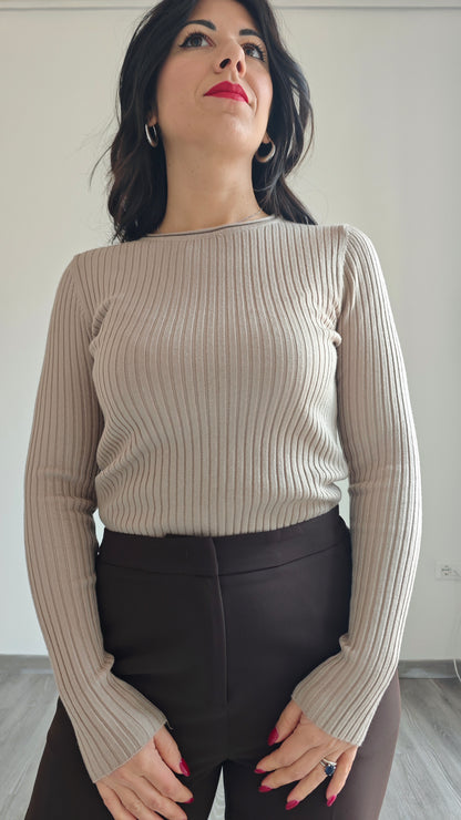 Maglia Girocollo Manica Lunga a costine -32%