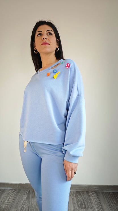 Felpa tuta  Oversize Garzata con spille -50%
