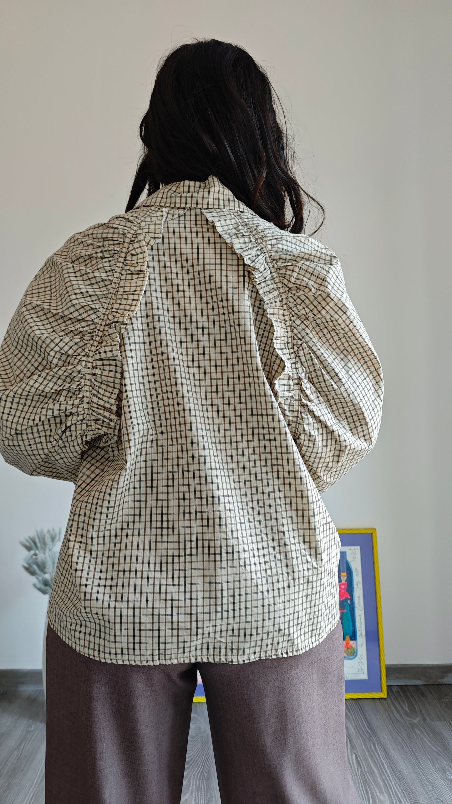 Camicia oversize a Quadretti con dettaglio rouge -38%