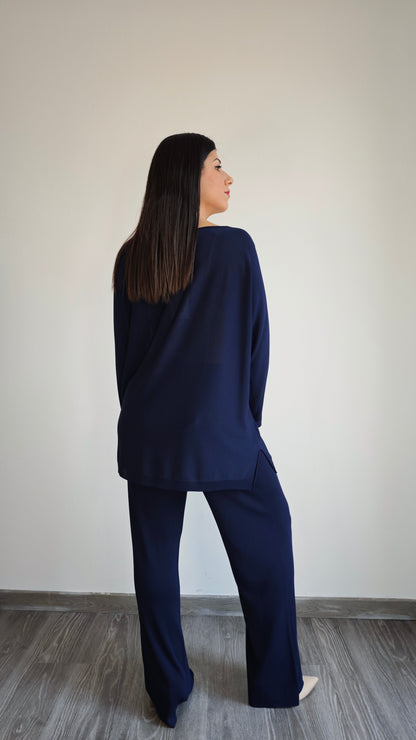 Pantalone blu in maglia di viscosa morbida -50%