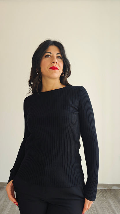 Maglia Girocollo Manica Lunga a costine -32%