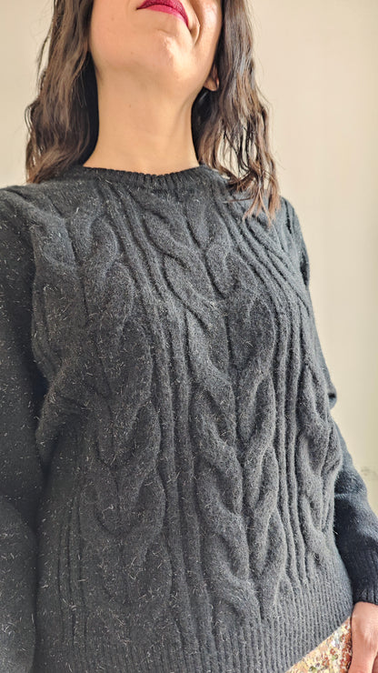 Maglia con Lavorazione a Trecce e inserti in Lurex -20%