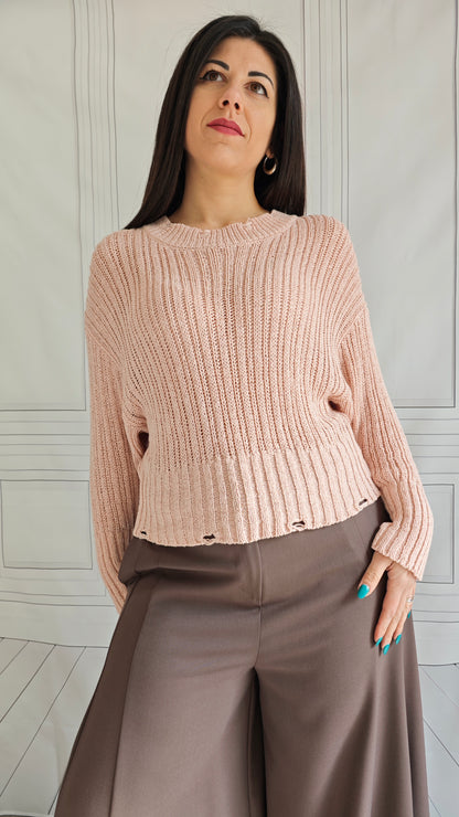 Maglia Girocollo traforata in viscosa  -50%