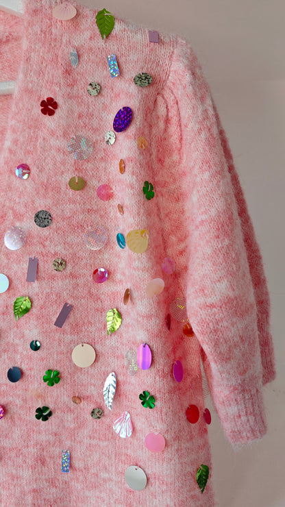 Cardigan mezza manica con applicazioni paillettes  -50%