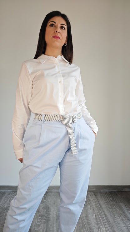 Pantalone a Caramella con Cintura in Cotone intrecciata -50%
