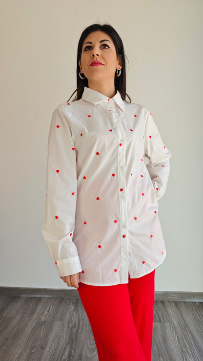 Camicia con ricamo Cuori -50%
