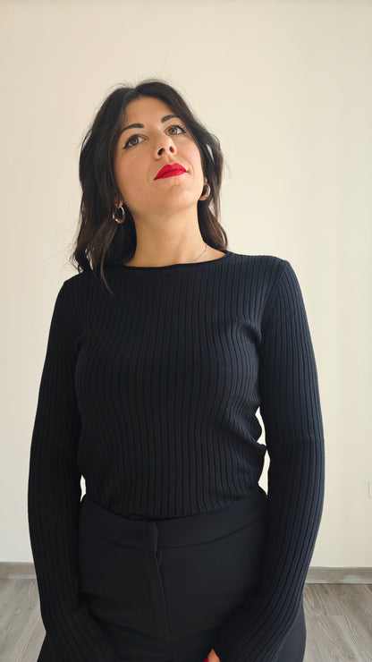 Maglia Girocollo Manica Lunga a costine -32%