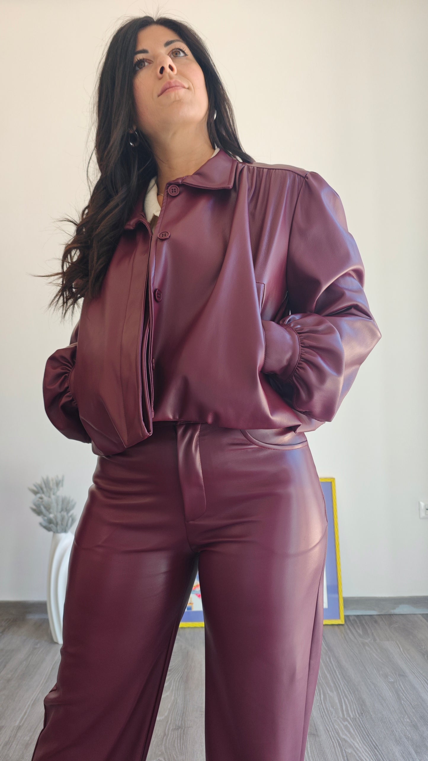 Giubbotto corto in similpelle -30%