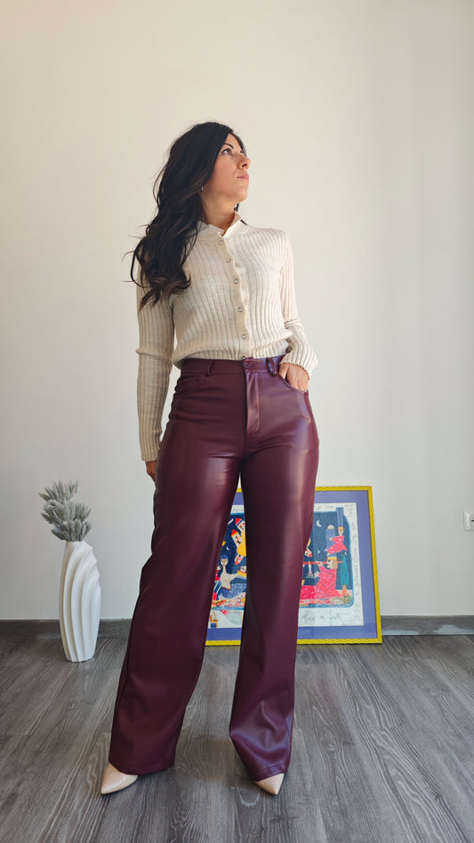 Pantalone dritto in similpelle