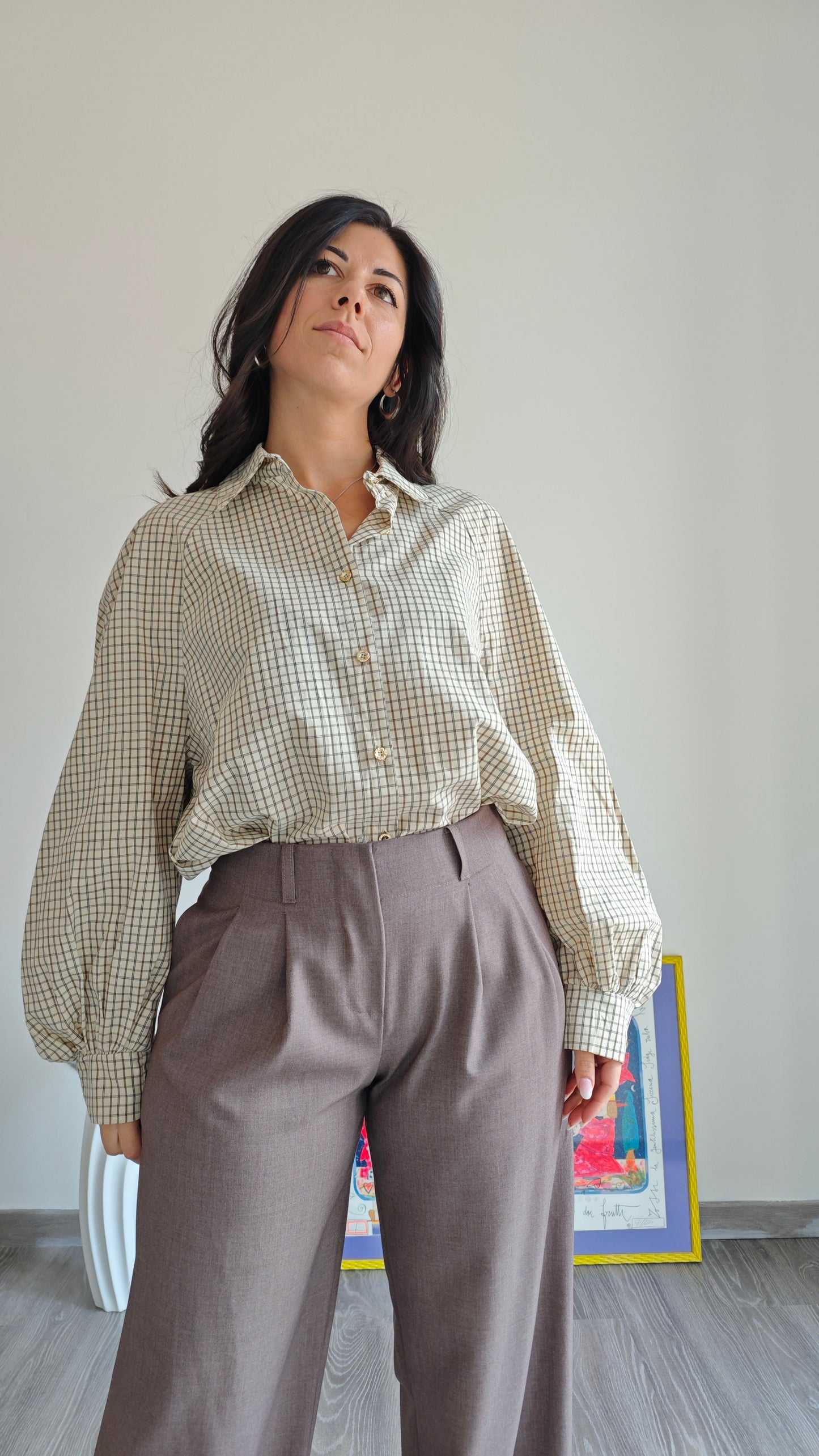 Camicia oversize a Quadretti con dettaglio rouge -38%