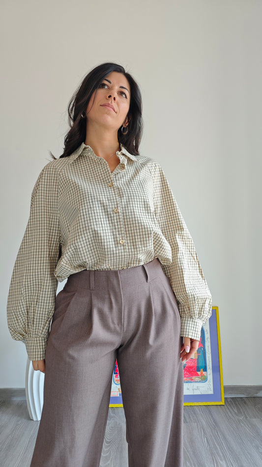 Camicia oversize a Quadretti con dettaglio rouge