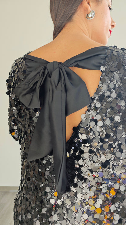Abito con Paillettes e fusciacca sul retro ◼️-50%