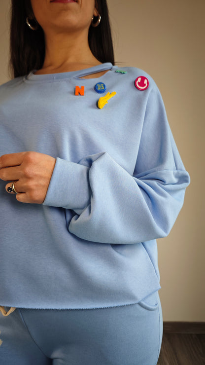 Felpa tuta  Oversize Garzata con spille -50%