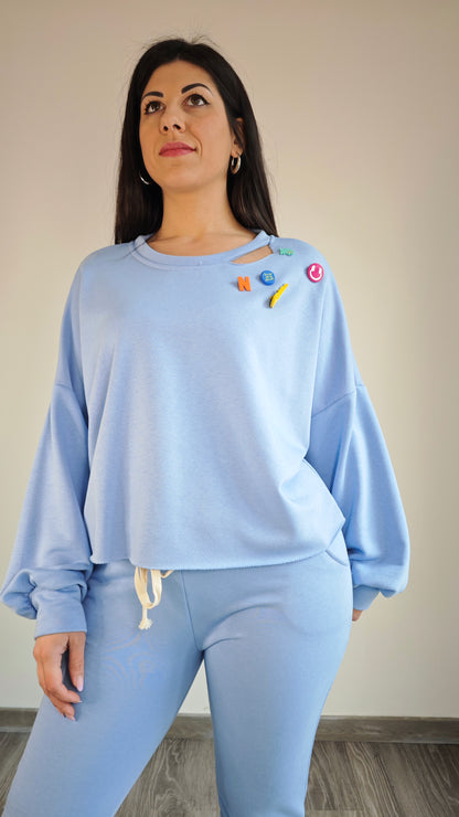 Felpa tuta  Oversize Garzata con spille -50%