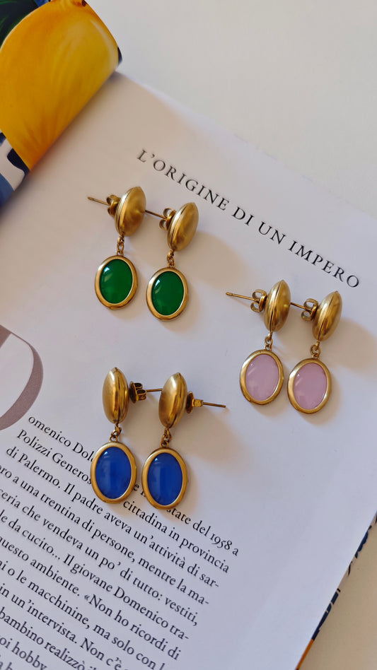 Orecchino Pendente con pietra colorata