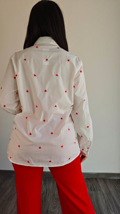 Camicia con ricamo Cuori -50%
