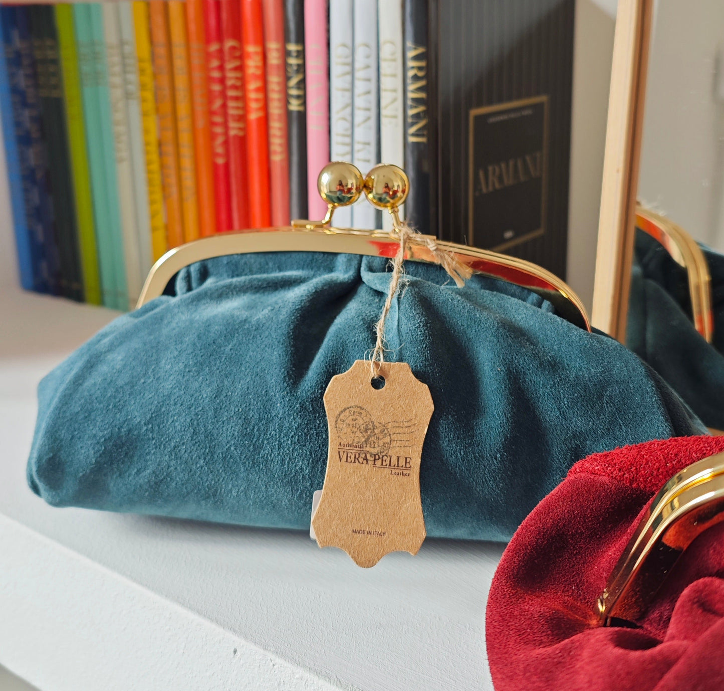 Borsa Pochette Pasticcino con tracolla a catenella in Vera Pelle -30%